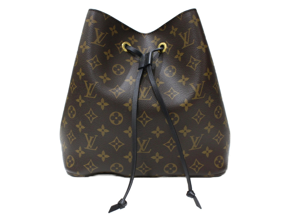 Louis Vuitton NeoNoe Drawstring Monogram Canvas Shoulder Bag Black Brown
